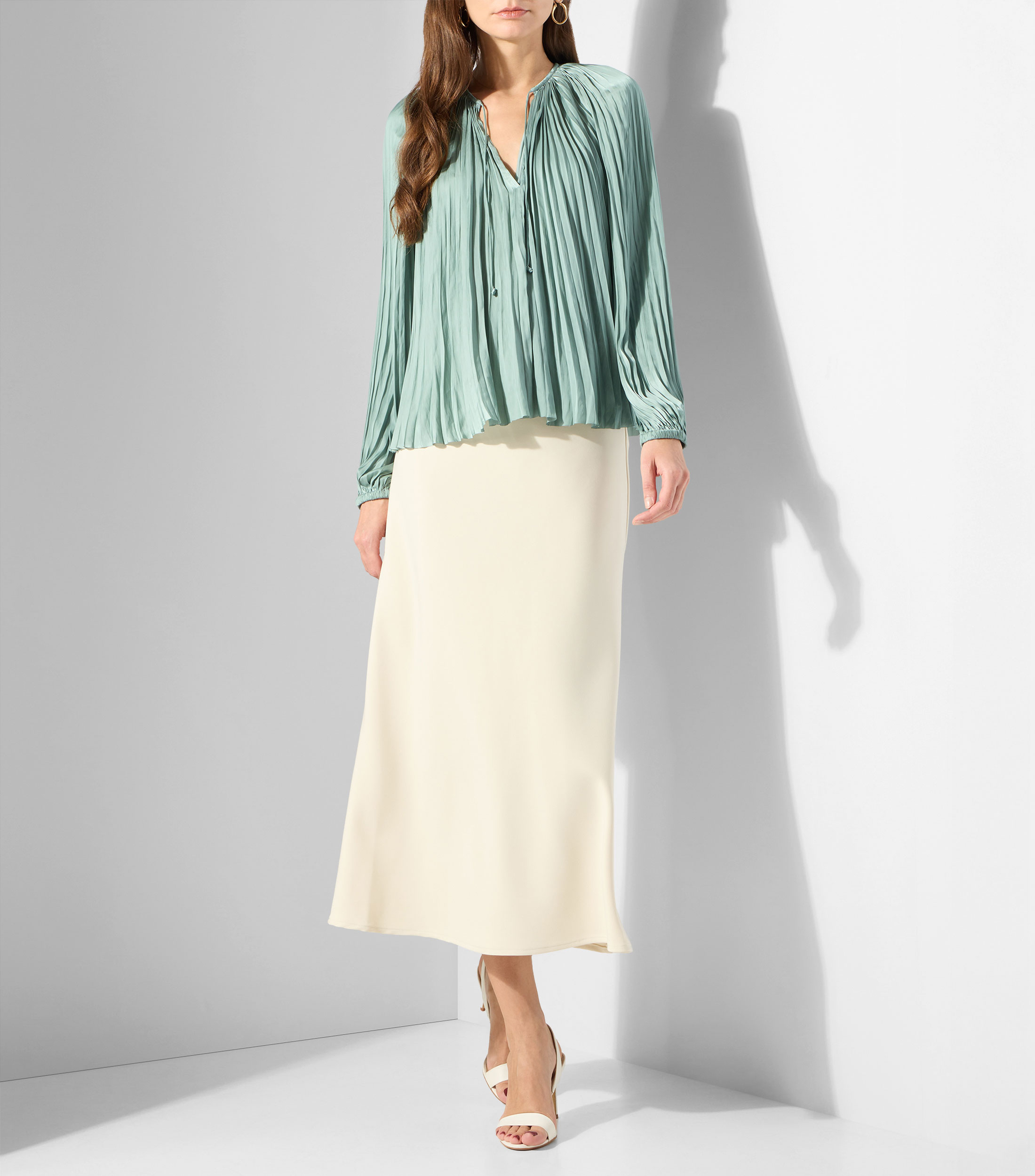Blusa lisa manga larga Mujer